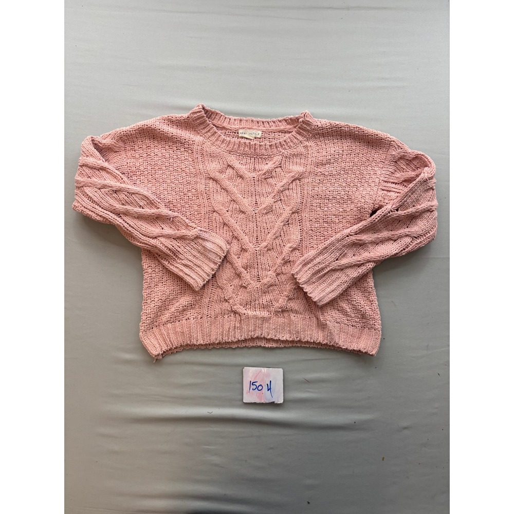 Aeropostale Pink Chenille Cable Knit Sweater Womens Small Crew Neck Pullover